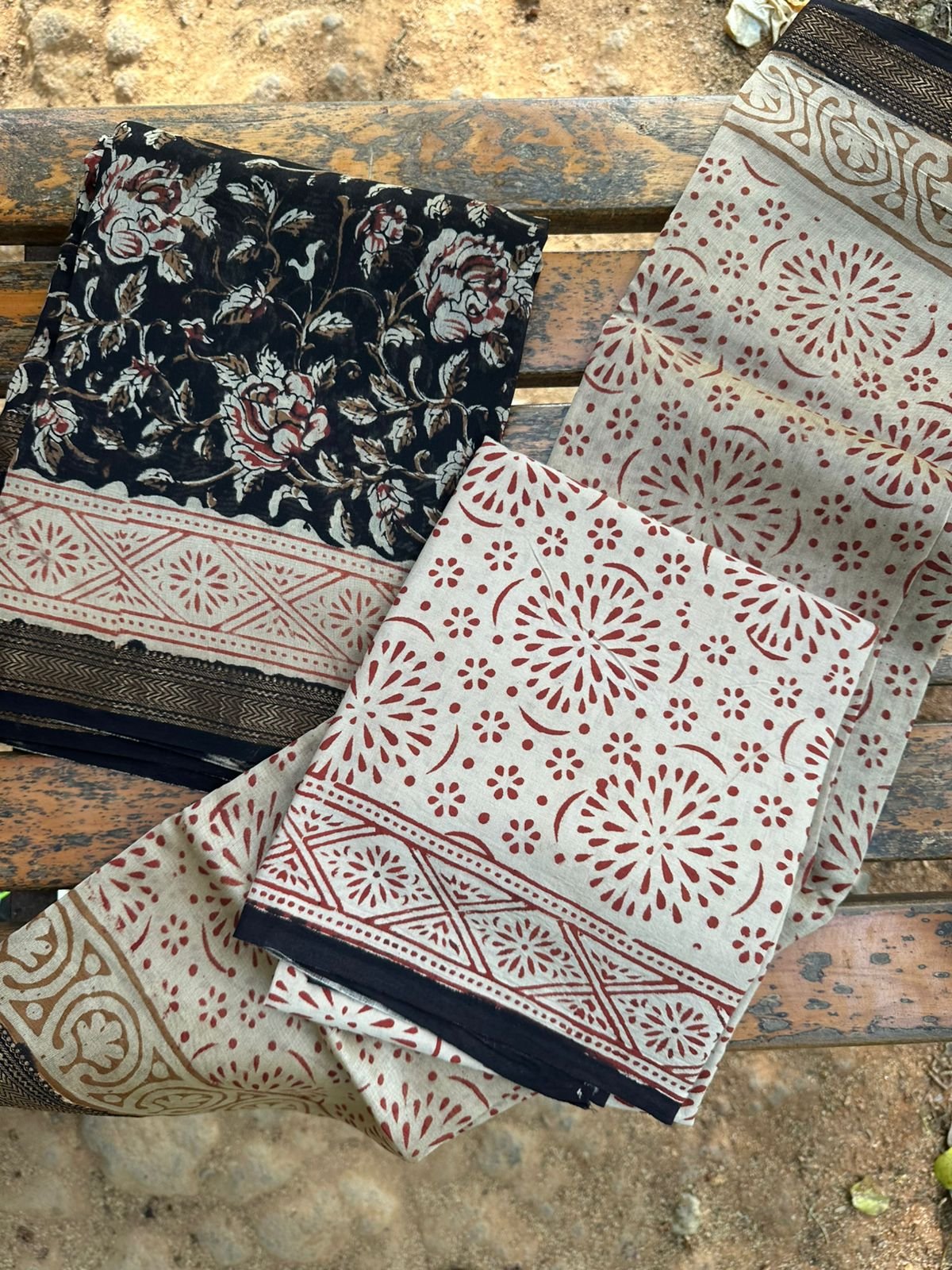 Black Floral Maheshwari Silk Suit