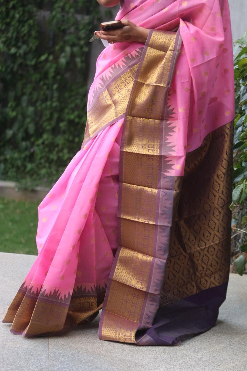 Aira: Pink Fancy Cotton Saree