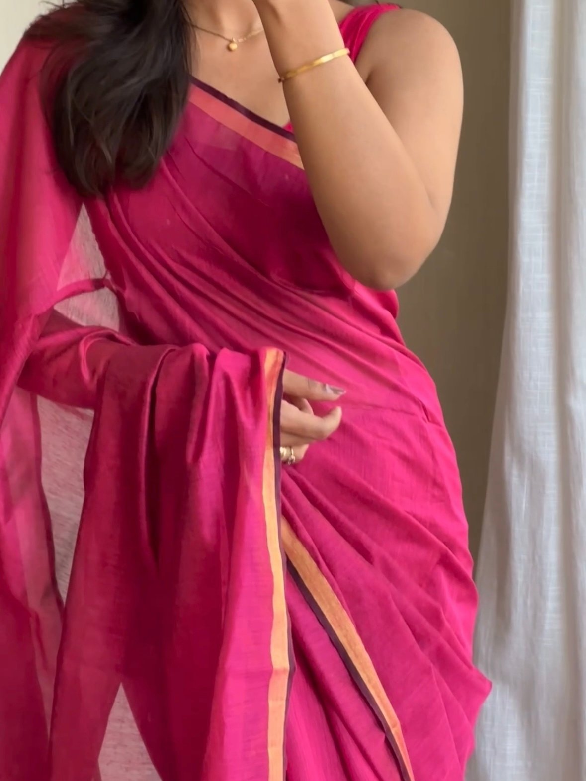 Pink Silk Cotton Saree