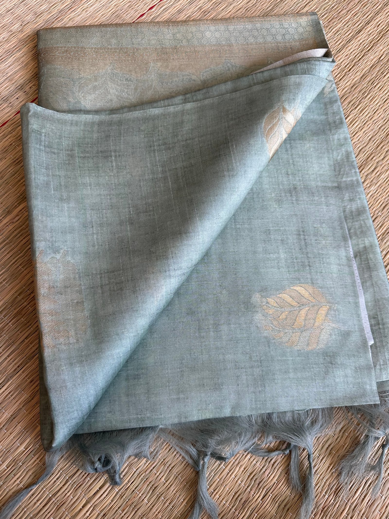 Sage Green Semi Tussar Saree