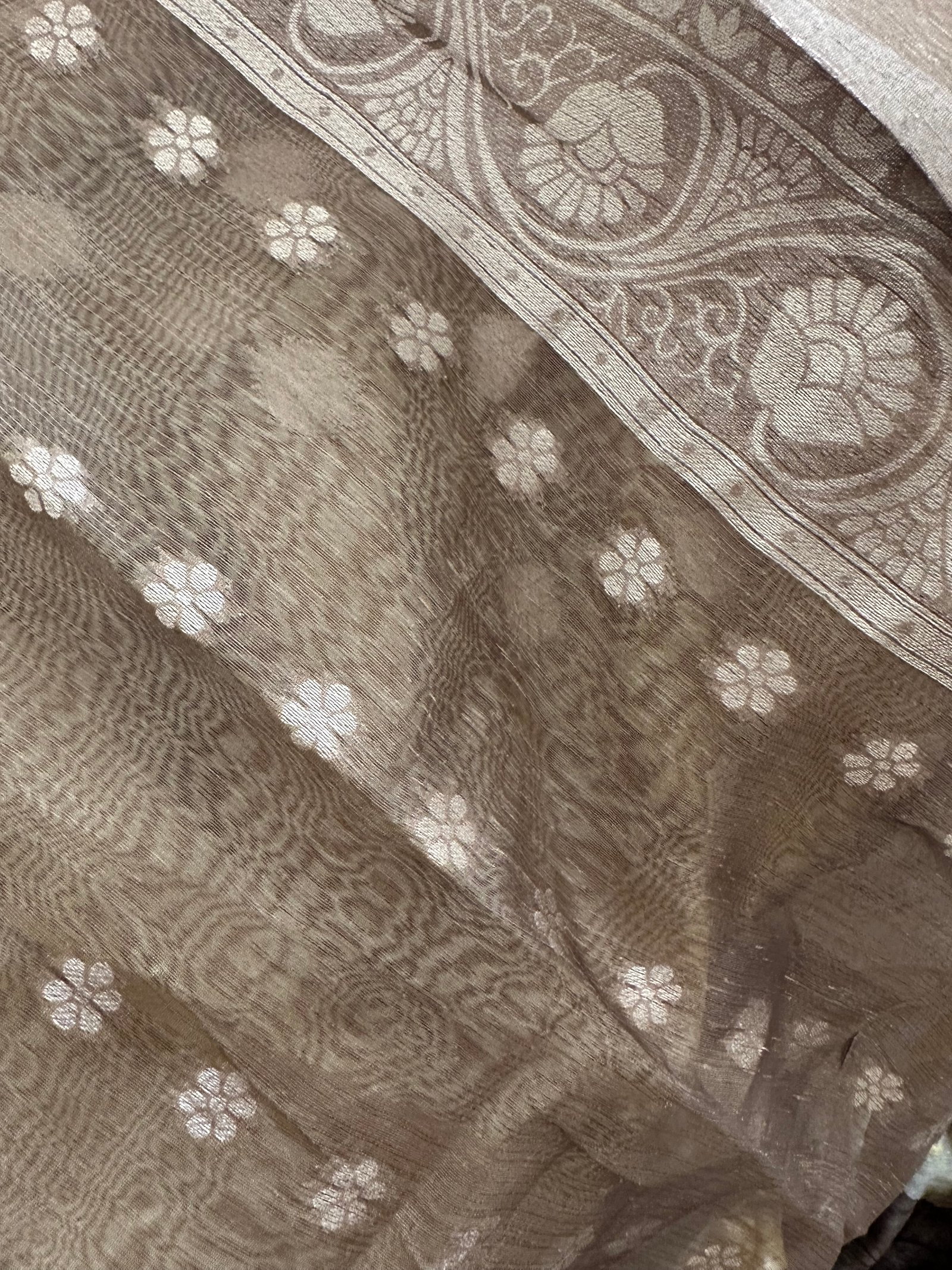 Yellow and black semi tissue saree