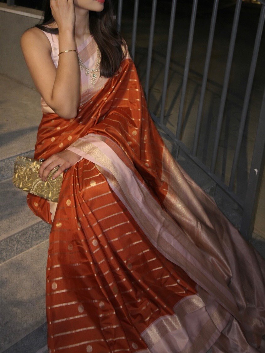 Kanchi semi silk in orange