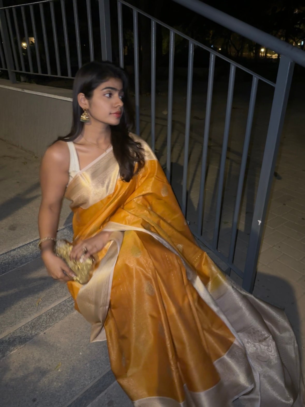 Kanchi semi silk in mango yellow
