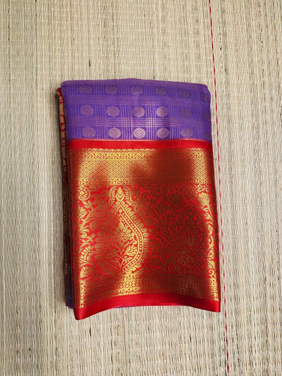 Purple & Red Rich Pallu Semi-Silk Saree