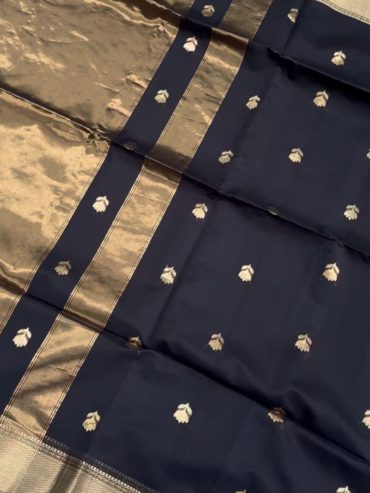 Black Maheshwari Silk Saree